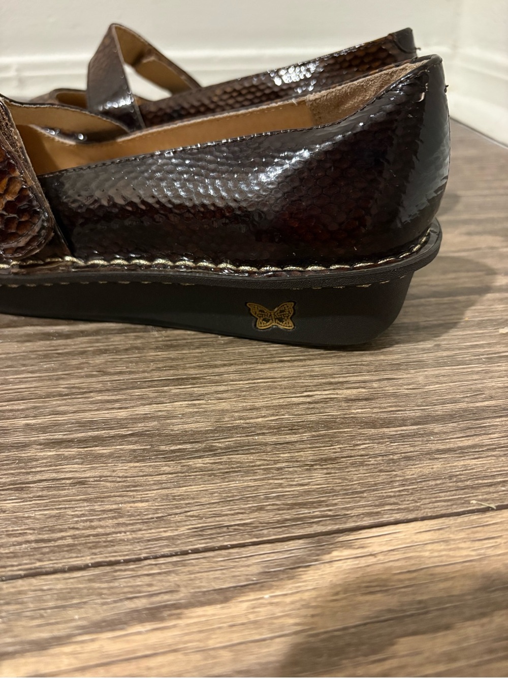 Alegria Brown Snake-Print Mary Jane Flats - Picture 2 of 7